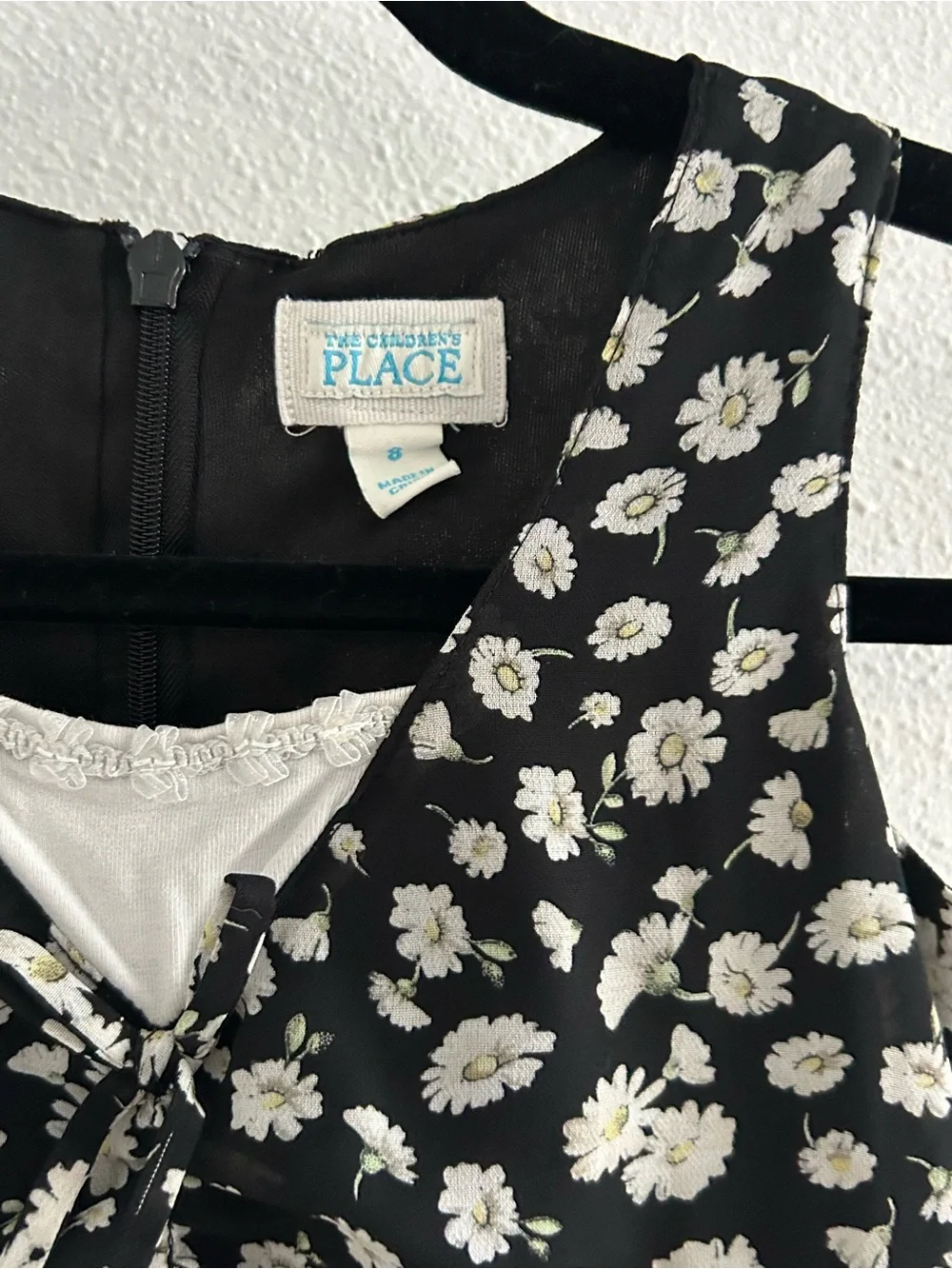 The Children's Place Black with White Daisy Tiered Dress